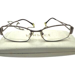 Versace Eyeglasses Womens Frames MOD 1117-B 1013 Brown Rectangular Crystals